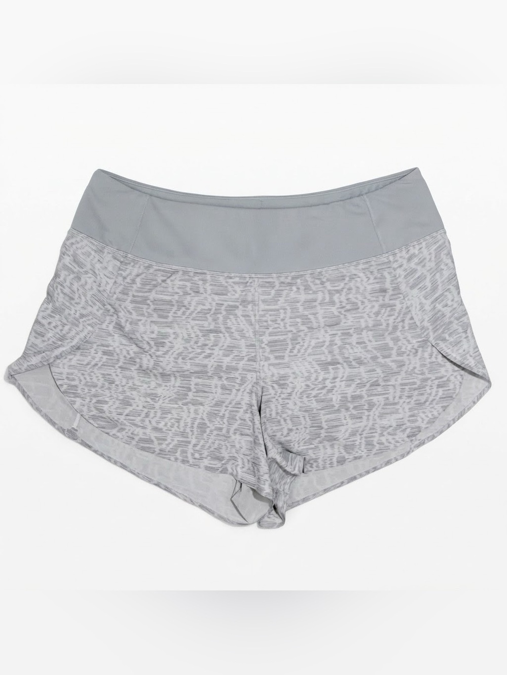 Athleta Printed Run With It Patterned Gray Green Athletic Short Sz 1X Zip Pocket